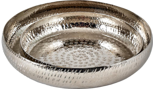 S/2 Silver Hammered Metal Bowls