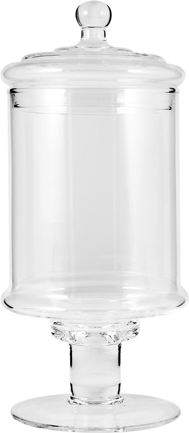 Clear Glass Footed and Lidded Jar Large