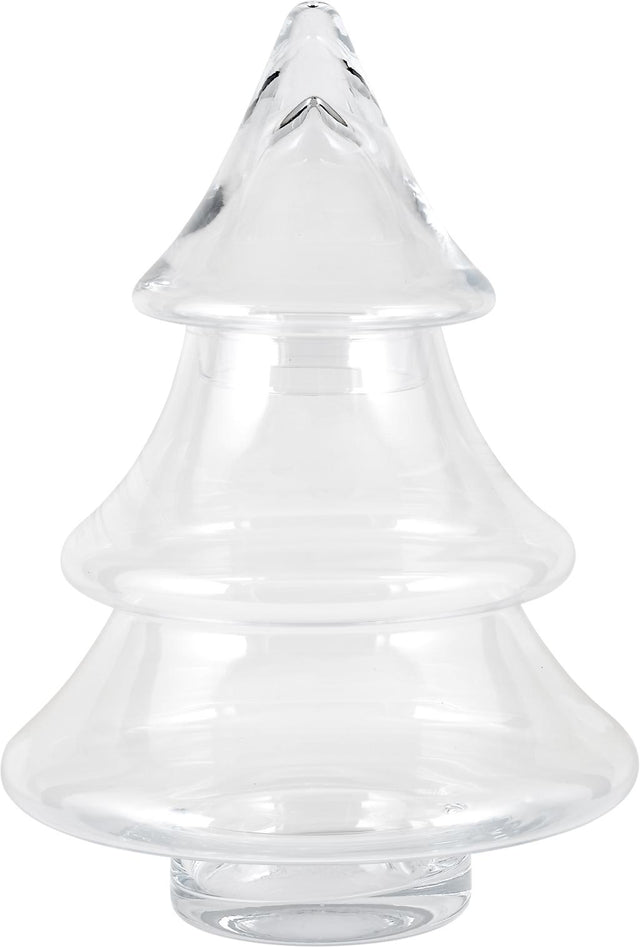 Clear Glass Christmas Tree Lidded Jar Large