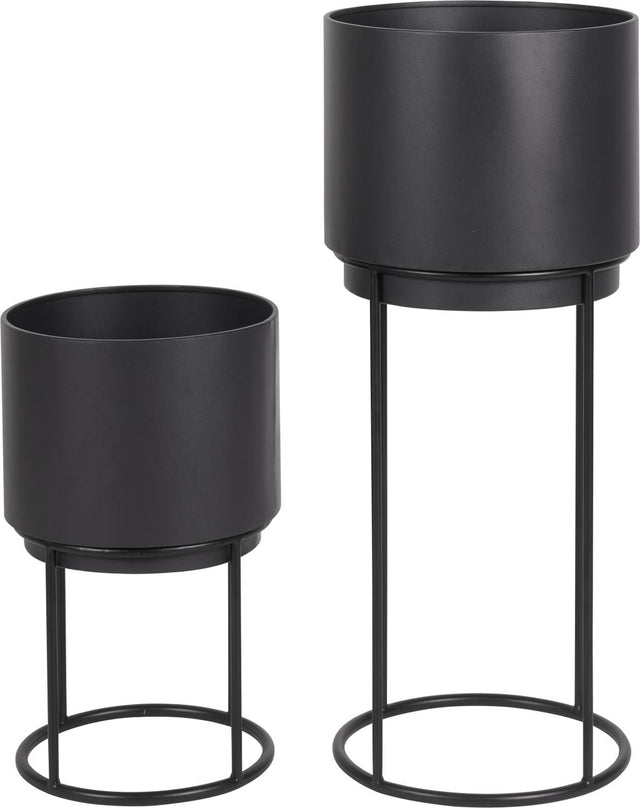 S/2 Graphite Metal Circular Planters