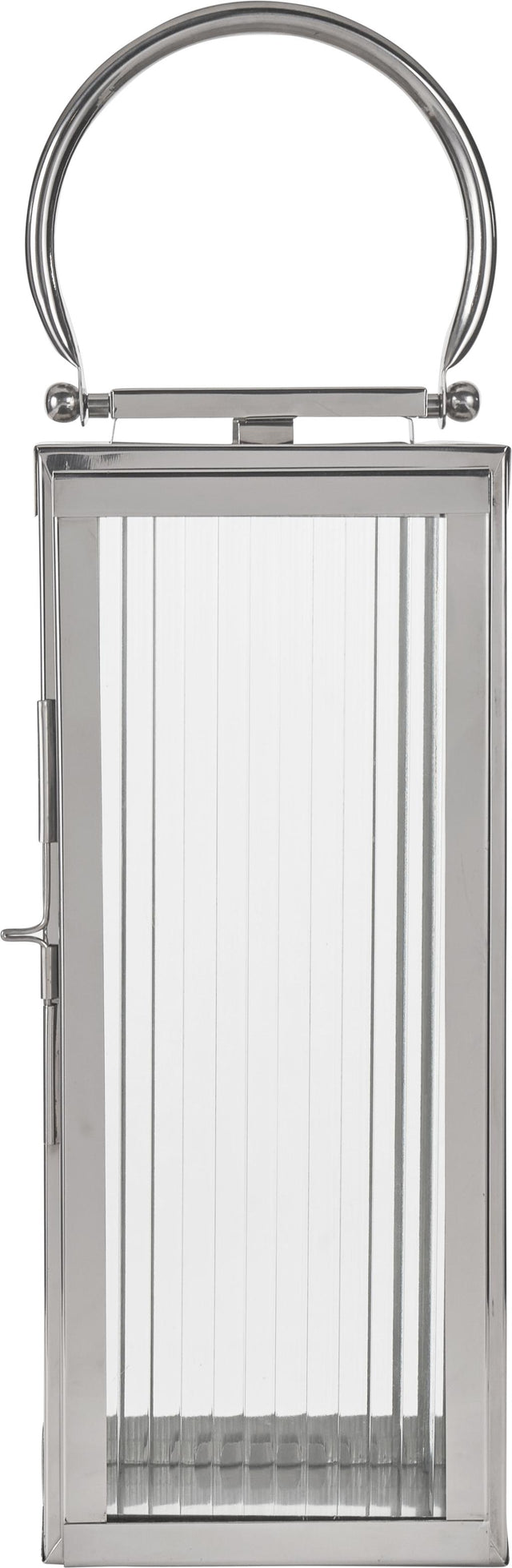 Silver Metal and Ribbed Glass Lantern Small