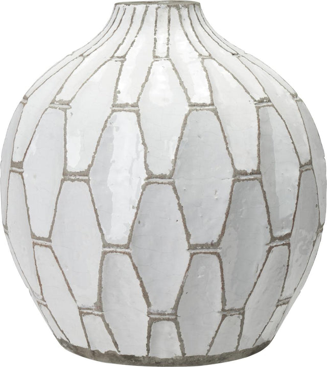 Gaudi White Stoneware Geometric Design Vase