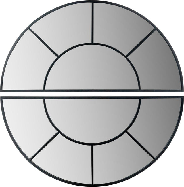 Black Metal 2 Half Moon Section Wall Mirror