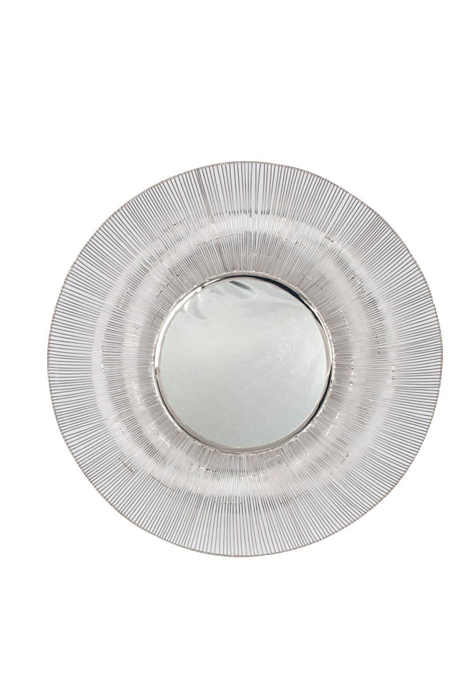 Silver Metal Wire Round Wall Mirror