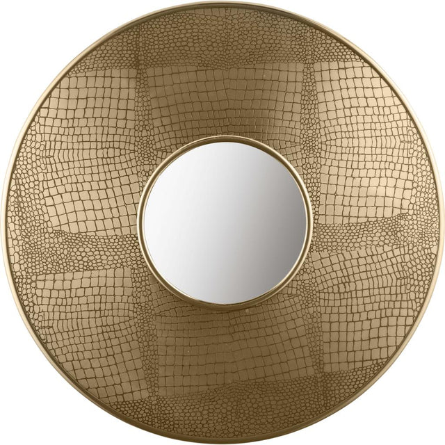 Antique Brass Metal Round Wall Mirror