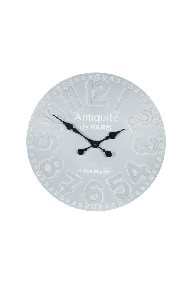 Stone Grey Wood Round Wall Clock