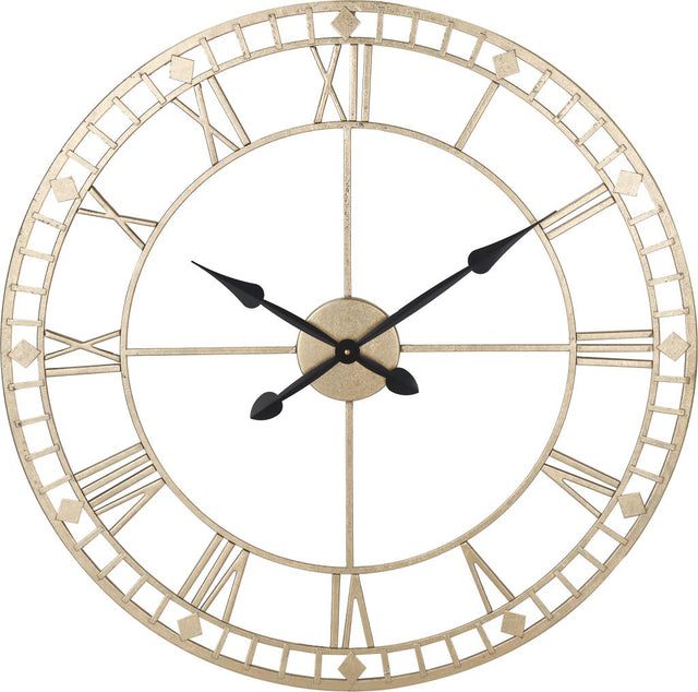 Antique Gold Metal Round Wall Clock Large