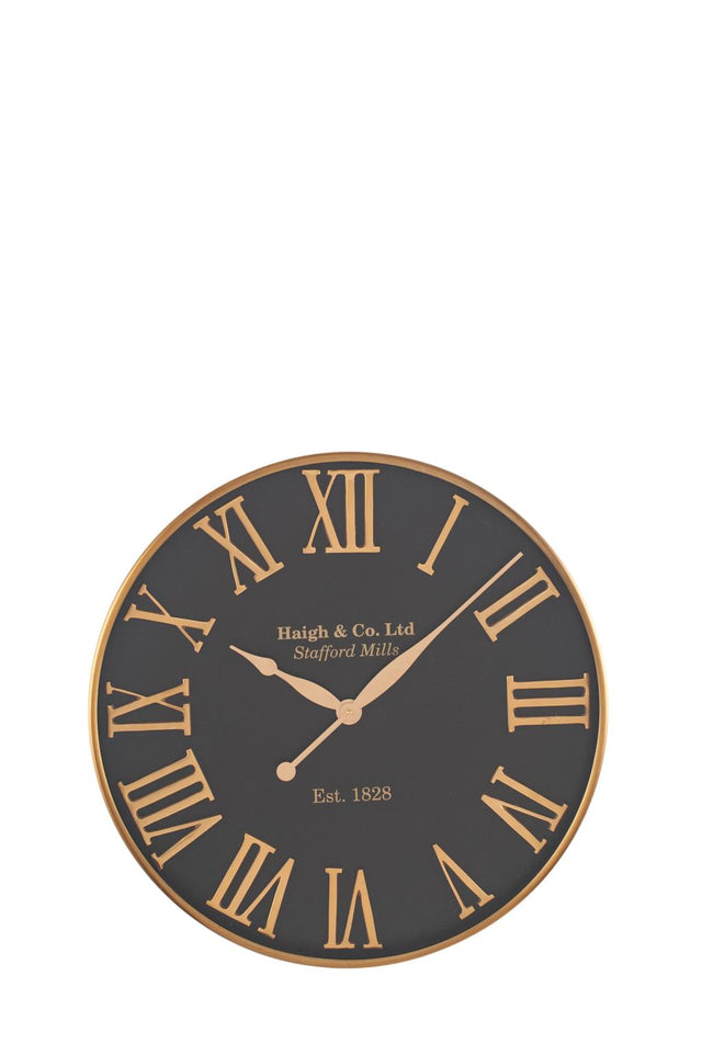 Antique Gold and Black Metal Wall Clock