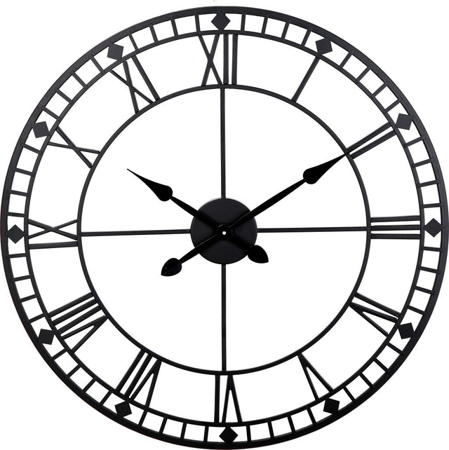 Black Metal Round Wall Clock Large