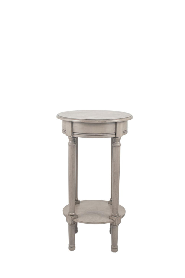 Heritage Taupe Pine Wood Round Accent Table