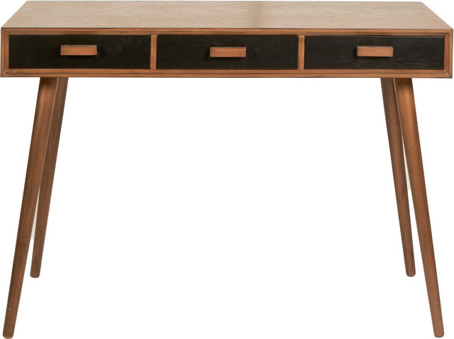 Klee Black Pine Wood 3 Drawer Desk