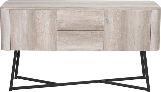 Ukiah Grey Oak Veneer and Black Metal Sideboard