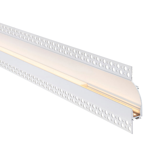 Rigel Wall Flange Plaster-in 2m Aluminium Profile/Extrusion White