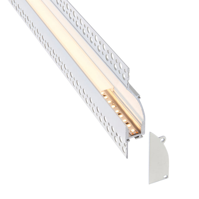 Rigel Wall Flange Plaster-in 2m Aluminium Profile/Extrusion White