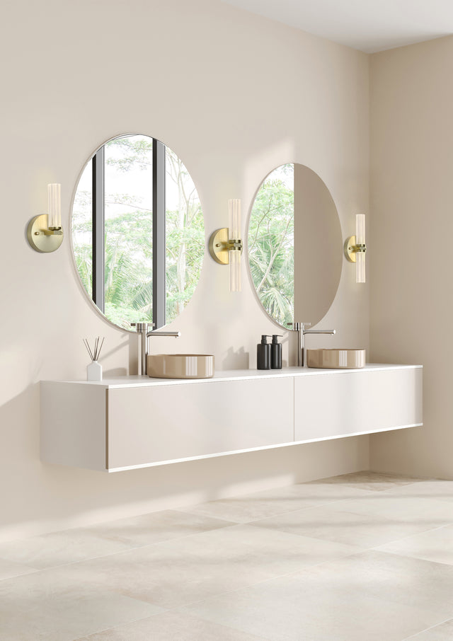 Aberdeen LED Wall Light,Satin Brass Metal with Clear Acrylic