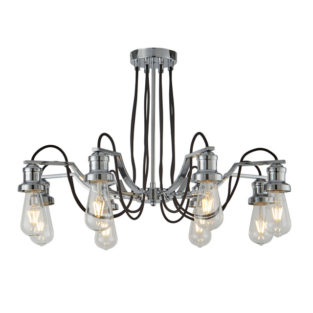 Olivia 8Lt Pendant - Chrome & Black Braided Cable