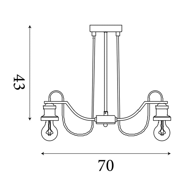 Olivia 8Lt Pendant - Chrome & Black Braided Cable