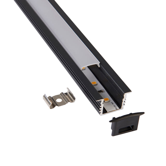 Rigel Recessed 2m Aluminium Profile/Black