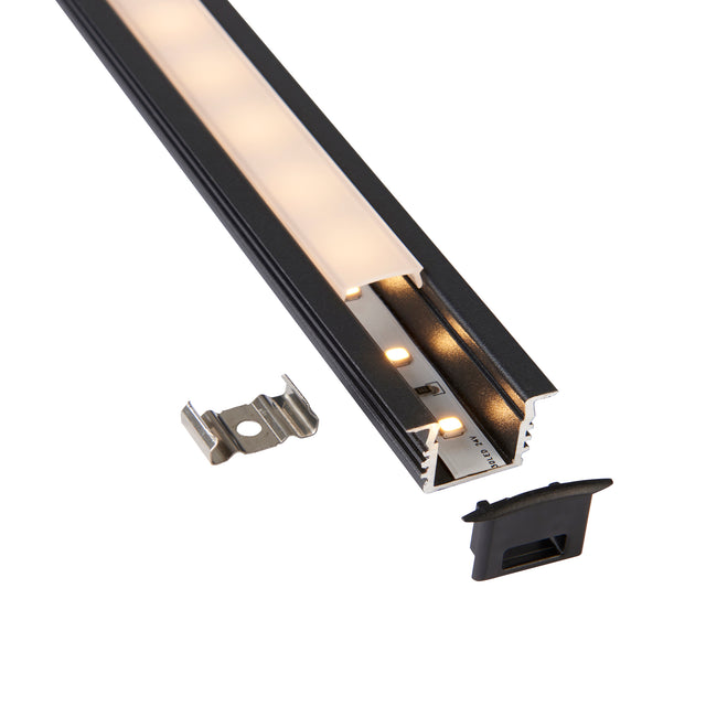 Rigel Recessed 2m Aluminium Profile/Black