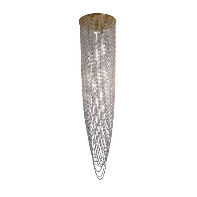 Swoop 10Lt Pendant, Satin Brass & Clear Crystal