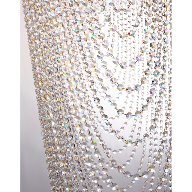 Swoop 10Lt Pendant, Satin Brass & Clear Crystal