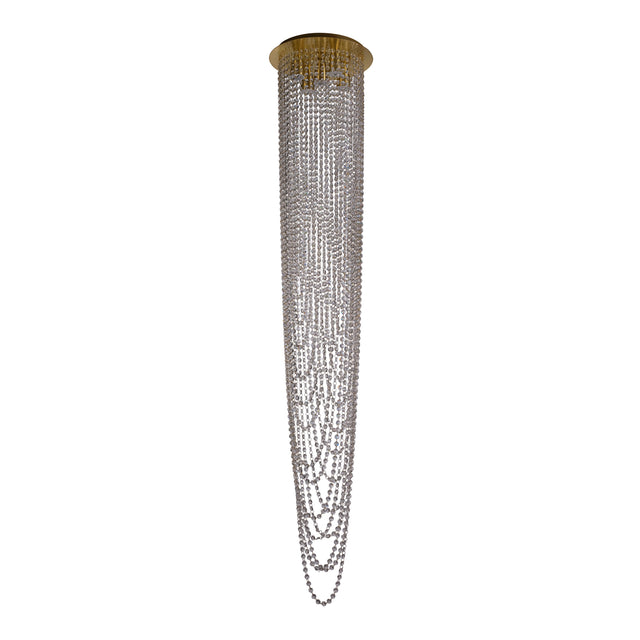 Swoop 5LT Pendant, Satin Brass & Clear Crystal