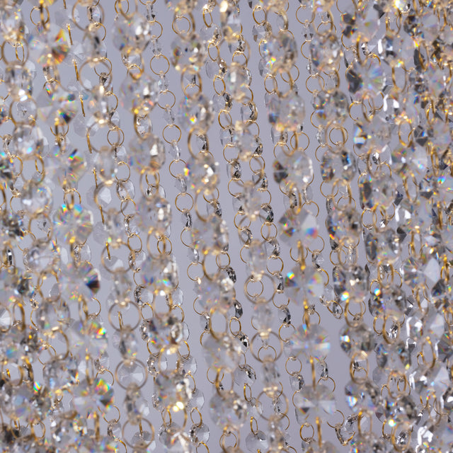 Swoop 5LT Pendant, Satin Brass & Clear Crystal