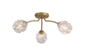Astral 3Lt Flush, Gold Metal With Glass Shades