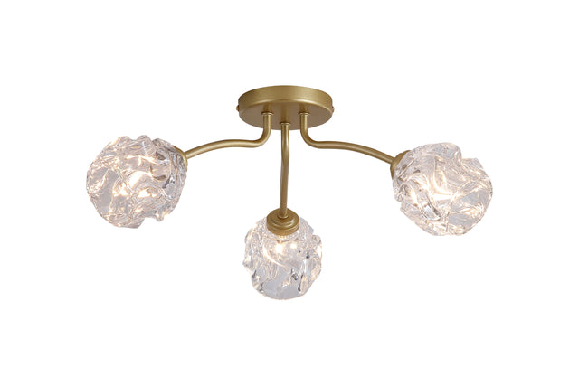 Astral 3Lt Flush, Gold Metal With Glass Shades