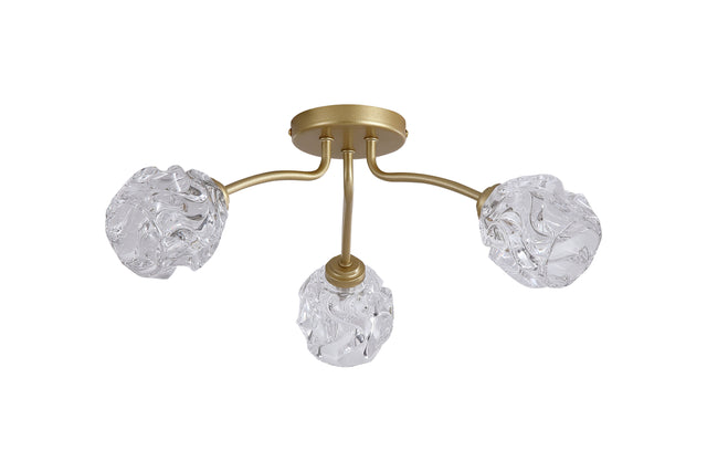 Astral 3Lt Flush, Gold Metal With Glass Shades
