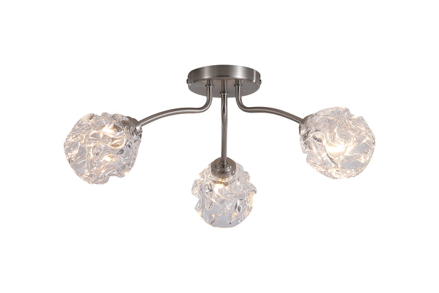 Astral 3Lt Flush, Satin Nickel Metal With Glass Shades