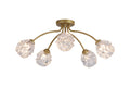 Astral 5Lt Flush, Gold Metal With Glass Shades