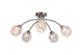 Astral 5Lt Flush, Satin Nickel Metal With Glass Shades