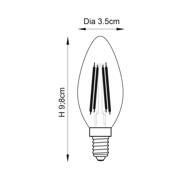 Ultra Efficient Class A E14 LED Filament Candle