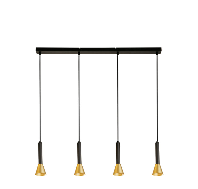 Signal 4Lt Bar Pendant - Black & Gold Metal