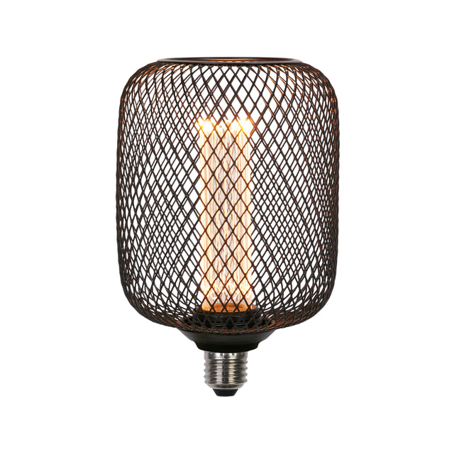 Wire Mesh Effect Drum Lamp - Black Metal