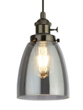 Camden 1Lt Pendant  - Black Chrome Metal & Smoked Glass