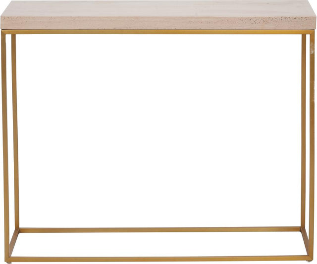 Madison Beige Granite and Burnished Gold Metal Console Table