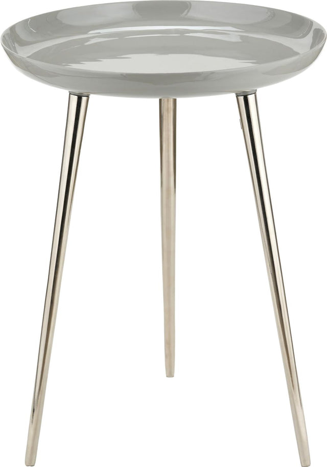 Seline Grey Enamel and Silver Metal Side Table