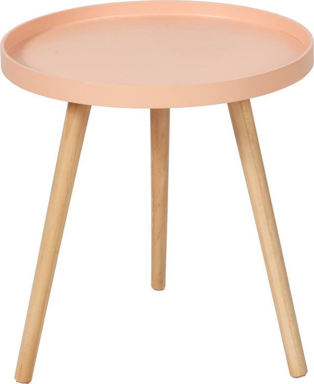 Halston Apricot Wood Veneer and Natural Pine Wood Side Table
