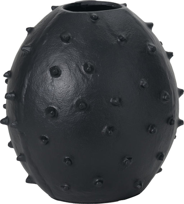 Black Metal Vase with Bobbles