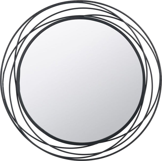 Black Metal Swirl Round Wall Mirror