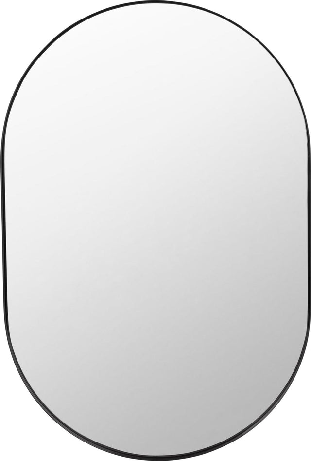 Black Metal Slim Frame Oval Wall Mirror