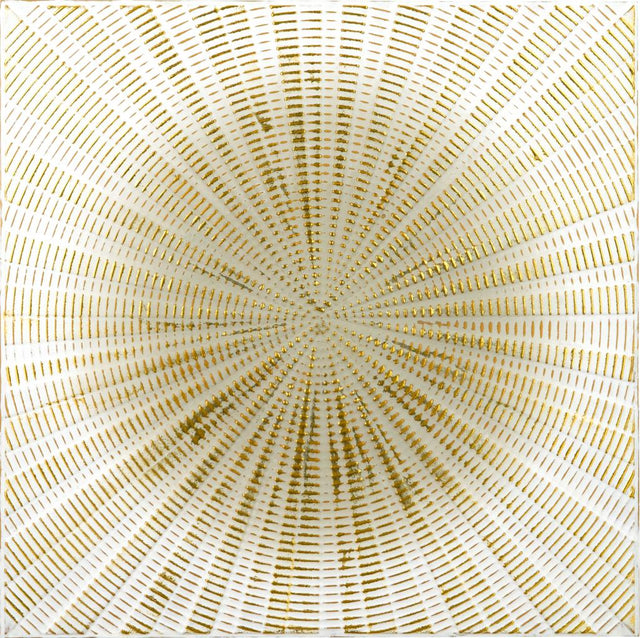 Light Grey and Gold Metal Starburst Wall Art