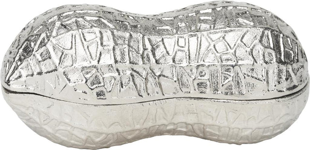 Silver Metal Peanut Lidded Trinket Bowl