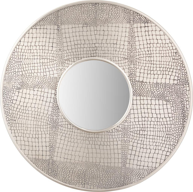 Antique Silver Metal Round Wall Mirror