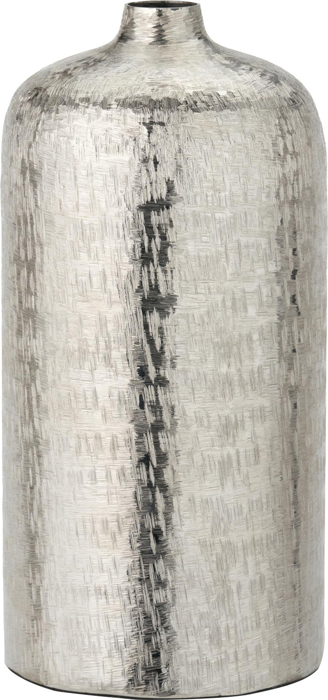 Silver Metal Hammered Vase Tall