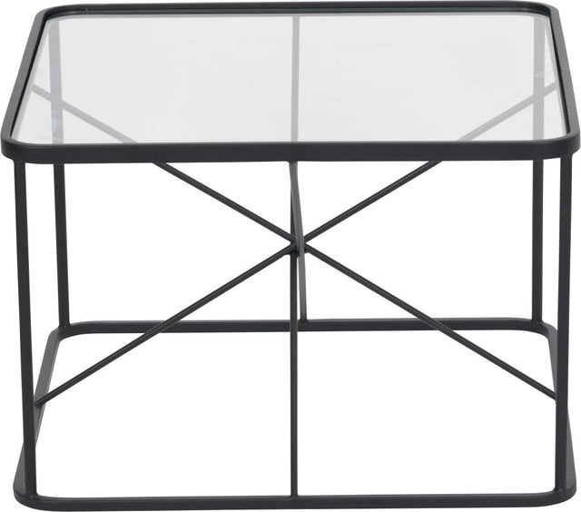 Roxy Glass and Black Metal Coffee Table