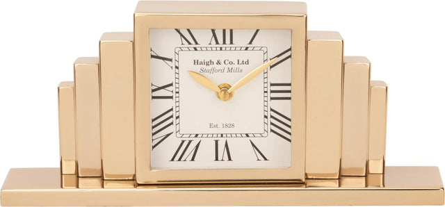 Gold Metal Art Deco Table Clock