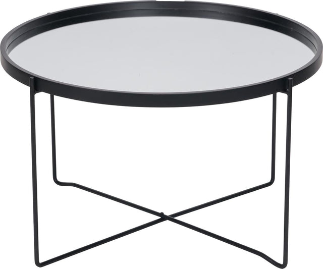 Voss Mirrored Glass and Black Wood Veneer Coffee Table